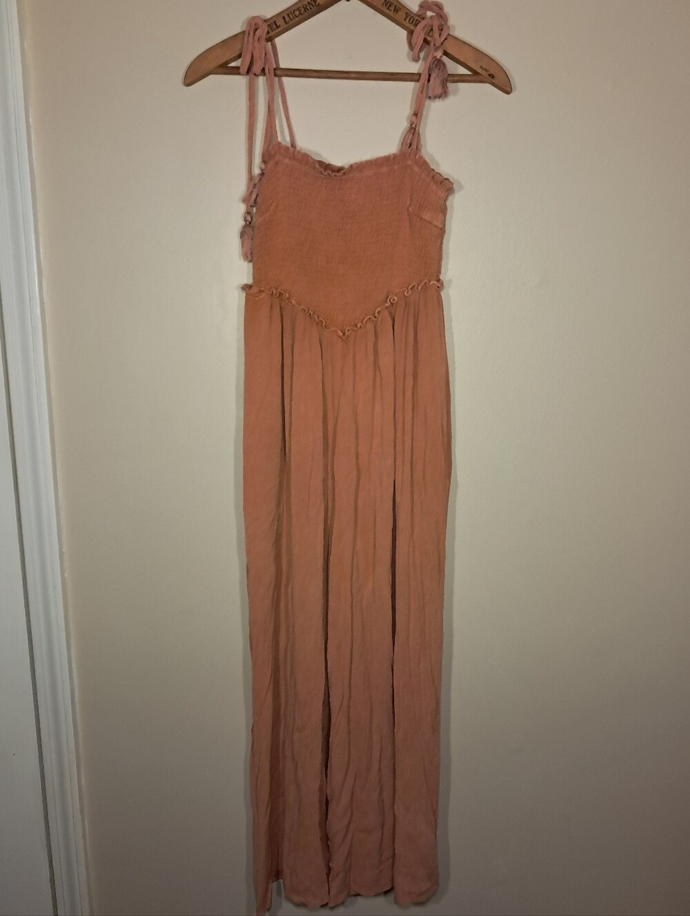 Mustard Seed Women's Tie-Strap Jumpsuit Romper in Dusty Coral